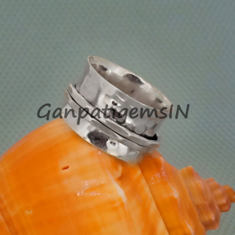 Spinner Ring Woman Hammered Silver Spinner Style Ring Sterling Silver Spinner Ring Spinner Ring for Woman Spinner Spinner Ring