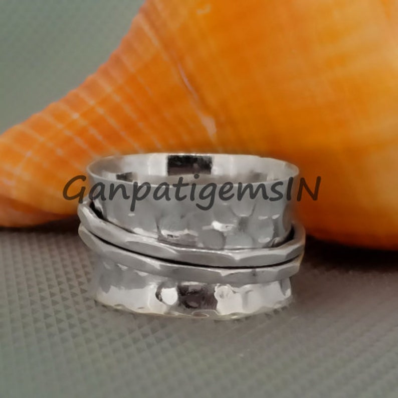 Spinner Ring Woman Hammered Silver Spinner Style Ring Sterling Silver Spinner Ring Spinner Ring for Woman Spinner Spinner Ring