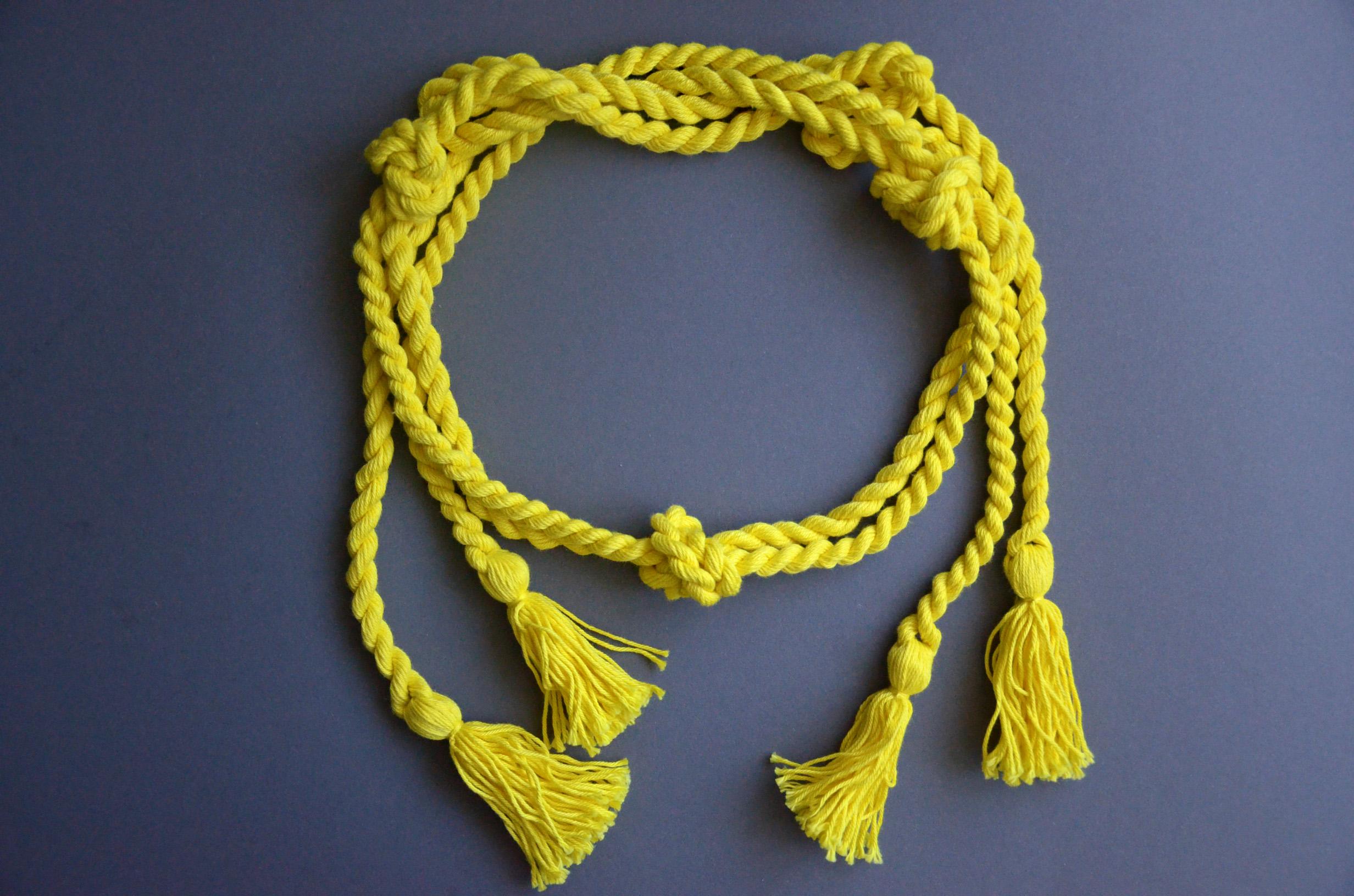 Rope, Belt, Yellow Rope Belt, Long Yellow Cotton Braided 