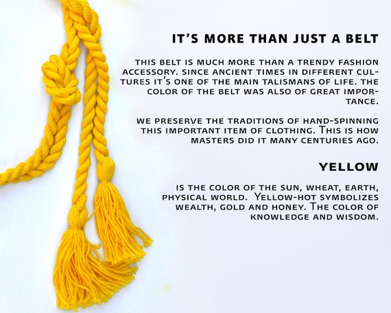 Rope, Belt, Yellow Rope Belt, Long Yellow Cotton Braided  display picture 3