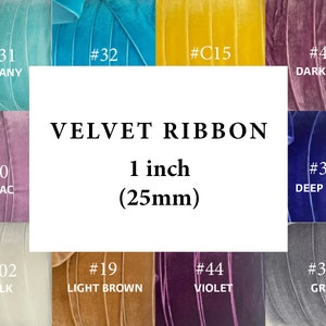 Cinta de terciopelo de 1" de ancho, borde terminado de cinta de terciopelo de 25 mm, cinta de boda, cinta navideña, cintas de embalaje, cinta nupcial, cinta de ramo
