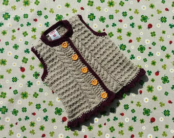 Trachtenweste für Mädchen Weste Pullunder Taufkleidung Trachtenjacke Dirndl Geschenk Geburtstag Taufe Strickweste handgestrickt Taufgeschenk