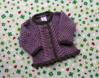 Trachtenjacke Strickjacke Mädchen Pullover lila grün handgestrickt Taufkleidung Hochzeit Dirndl Kleid Geschenk Taufe Geburt Rock Geburtstag