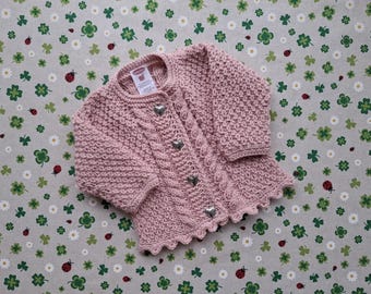 Trachtenjacke Strickjacke Mädchen Pullover rosa handgestrickt Taufkleidung Hochzeit Dirndl Kleid Geschenk Taufe Kindergeburtstag Taufe
