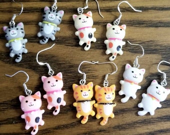 Adorable Cat Earrings, Acrylic Cat Dangle Earrings, Cat Lover Gift, Cat Jewelry, Women's Earrings, Girls Earrings, Cats, Cute Cat Jewelry