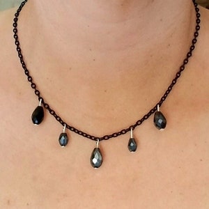 Black Crystal Necklace, Black Choker Necklace, Crystal Necklace, Womens Necklace, Tear Drop Crystal Necklace, Goth Necklace, Gothic Jewelry