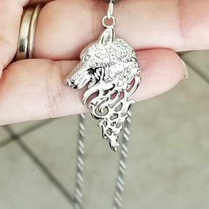 Wolf Necklace, Wolf Head Necklace, Mens Wolf Necklace, Mens Necklace, Wolf Jewelry, Wolf Pendant, Mens Jewelry, Gifts for Him, Tribal