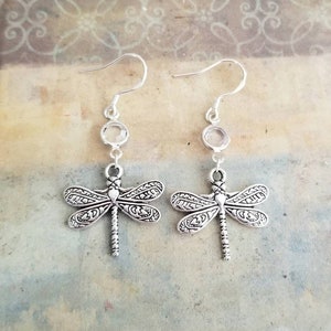 Silver Dragonfly Earrings, Dragonfly, Dangle Earrings, Dragonfly Jewelry, Silver Earrings, Womens Earrings, Dragonflies, Dragonfly Earrings