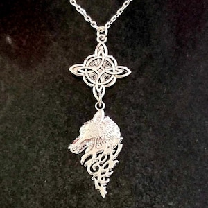 Celtic Wolf Necklace, Wolf Pendant Necklace, Celtic Wolf, Celtic Knot, Mens Necklace, Wolf Jewelry, Gifts for Him, Fathers Day Gift