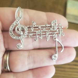 Crystal Music Note Brosche, Silberbrosche, Musikschmuck, Achtelnote, Steve Perry Schmuck, Band, Musiker Geschenk, Musikliebhaber Geschenk