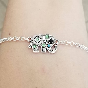 Lucky Elephant Ankle Bracelet, Crystal Elephant Anklet, Lucky Elephant Gift, Silver Anklet, Elephant Jewelry, Teen Anklet, Women's Anklet