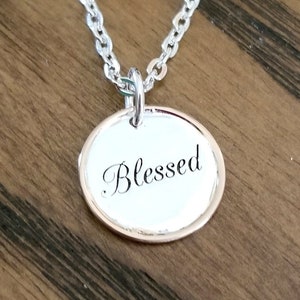 BLESSED Necklace, Sterling Silver Necklace, Blessings, Religious Necklace, Blessed Mom, Blessed Mama, Blessed Grandma, Friend Gift