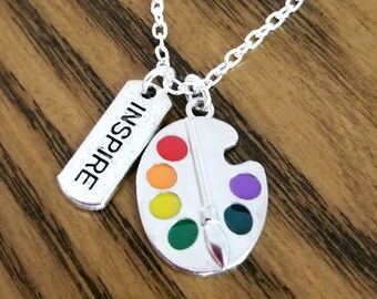 Artist Necklace, Art Palette Necklace, Art Lover Gift, Artist Gift, Artist Jewelry, Art Teacher Gift, Artist Necklace, Gifts for Artist