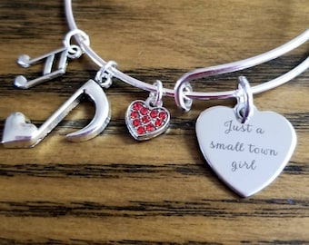 Bracciale Just a Small Town Girl, Bracciale con nota musicale in argento, Ottava nota, Non smettere di credere, Regalo musicale, Amante della musica, Gioielli rock classici - Italia