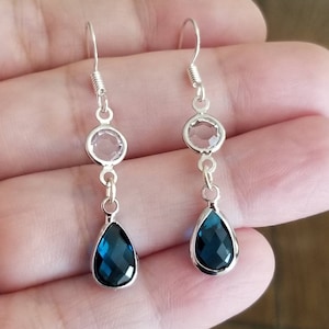 Sterling Silver Blue Topaz Teardrop Dangle Earrings: December Birthstone