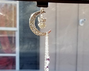 Guardian Angel Car Mirror Hanger, Crystal Car Charm, Car Mirror Charm, Rear View Mirror Accessory, Angel Car Charm, Travel Protection, Angel