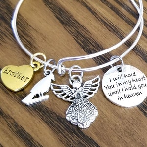 Pulseira &quot;Irmão em Memória&quot;, Presente de Falecimento de Irmão, Pingente de Cardeal, Presente Memorial de Irmão, Perda de Irmão, Presente de Irmão no Céu para Irmã