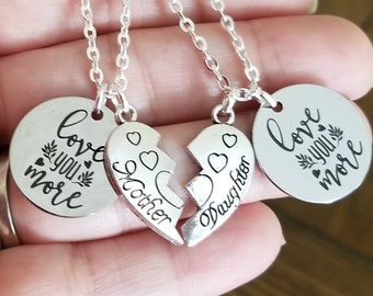 Mom Daughter Necklace Set, 2pc, 3pc or 4pc Mom Daughter Necklaces, Mother Daughter, Puzzle Heart, Daughter Gift, Daughters Jewelry, Mom Gift