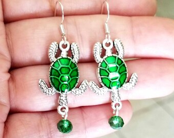 Silver Turtle Earrings, Sea Turtle Earrings, Womens Turtle Earrings, Turtle Jewelry, Turtle, Sea Life, Turtle Gifts, Turtles, Ocean