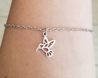 Hummingbird Anklet, Silver Anklet, Hummingbird Jewelry, Hummingbird gifts, Anklets for Women, Hummingbird Ankle Bracelet, Bird Jewelry