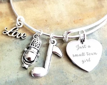 Pulsera "Just a Small Town Girl", pulsera con notas musicales, "Don't Stop Believing", corchea, música de los 80, regalo para amantes de la música, joyería musical