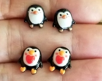 Pinguin Ohrringe, Pinguin Ohrstecker, Silber Pinguin Ohrringe, Pinguin Schmuck, Pinguine, Silber Ohrstecker, süße Mädchen Ohrringe