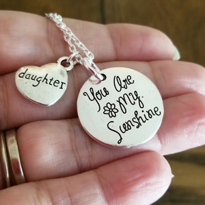 You Are My Sunshine Necklace, Daughter Necklace, Daughter Jewelry, Daughter Gifts, Mom Jewelry, Mom Necklace, You Are My Sunshine Charm