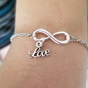 Silver Infinity Bracelet, Infinity Charm Jewelry, Silver Chain Bracelet, Infinity Charm Bracelet, Gift for Her, Teen Gift, Women&#39;s Bracelet