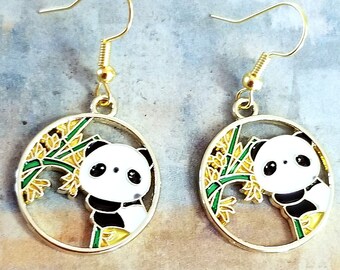 LONYOO Cute Panda Earrings - Acrylic Dangle Drop Heart Earrings For Women & Girls, Valentine's Day Gift