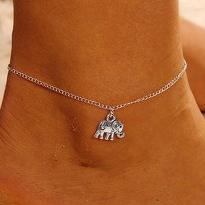 Lucky Elephant Ankle Bracelet, Silver Elephant Ankle, Elephant Anklet, Silver Chain Anklet, Elephant Gifts, Elephant Jewelry, Womens Anklet