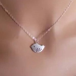 Silver Bird Necklace, Silver Birds Pendant, Dainty Bird Necklace, Bird Jewelry, Bird Charm Necklace, Bird Lover Gift, Birds, Gifts for Her