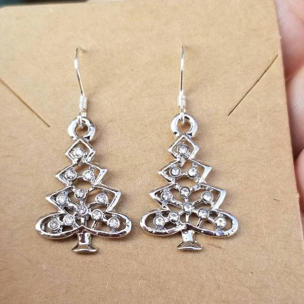 Sterling Silver Christmas Tree Earrings, Silver Earrings, Christmas Jewelry, Christmas Earrings, Gifts for Her, Holiday Jewelry, Holidays