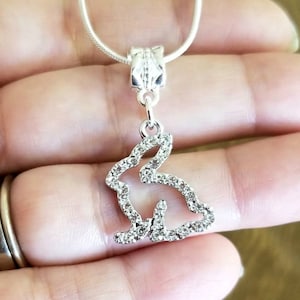 Sterling Silver Crystal Bunny Necklace, Easter Jewelry, Bunny Rabbit Necklace, Silver Rabbit Necklace, Bunny Necklace, Bunny Earrings