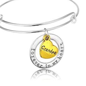 Grandpa In Heaven Bracelet, Forever in my Heart, Grandpa In Memory, Grandpa Memorial Gift, Granddaughter Loss of Grandpa Gift, Sympathy Gift