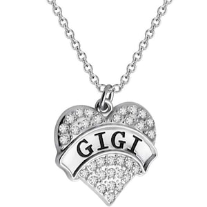 Silver GIGI Necklace, CZ Heart Charm, Grandma Gift, Gigi Gift, Gigi Jewelry, Grandma Necklace, Gigi Gift from Grandkids, Grandma Christmas