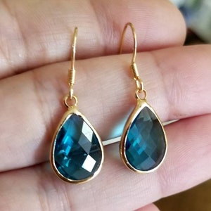 Blue Topaz Earrings, 14k Gold Topaz Earrings, London Blue Topaz, Blue Topaz Earrings Dangle, Gold Topaz Earrings, Topaz Earrings for Women,