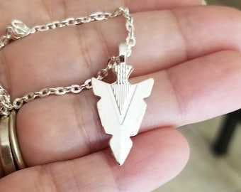 Silver Arrowhead Necklace, Arrow Pendant, Arrowhead Pendant, Spear, Tribal, Arrowhead Jewelry, Mens Necklace, Mens Jewelry, Unisex Necklace
