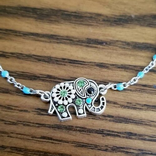 Crystal Elephant Bracelet Beaded Bracelet Lucky Elephant Etsy