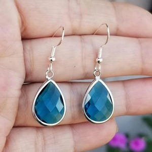Sterling Silver Aquamarine Earrings, Aquamarine Dangle Earrings, Women&#39;s Aquamarine Jewelry, March Birthstone Earrings, March Birthday Gift