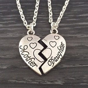 Mother Daughter Necklace Set, Half Heart Puzzle Charms, Mom Daughter Gift, Mom Daughter Jewelry, Mom and Daughter Gifts, Christmas Gifts