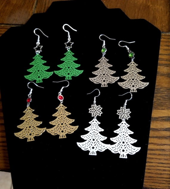 Orecchini Pendenti A Forma Di Albero Di Natale E Fiocco Di Neve - Donna, In Argento 925 E Ottone Placcato Oro - Regalo Di Natale