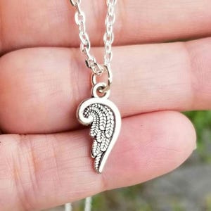 Silver Angel Wing Necklace: Guardian Angel, Religious Jewelry, Angel Wings Dangle Earrings, Spiritual, Faith, Strength, Hope