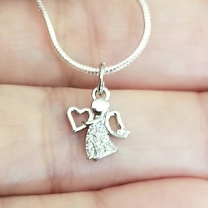 Sterling Silver Angel Necklace, Guardian Angel, Angel Pendant, Silver Angel Necklace, Womens Necklace, Silver Necklace,  Religious Jewelry