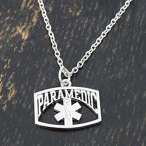Silver PARAMEDIC Necklace, Paramedic Jewelry, Unisex Necklace, EMT Necklace, First Responder Jewelry, Paramedic Gift, First Responder Gift