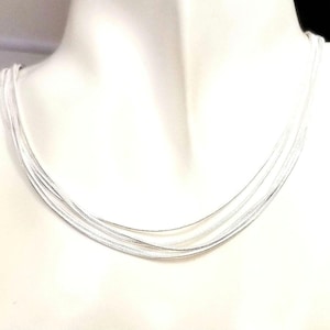 Sterling Silver Multi Strand Necklace, Liquid Silver Necklace, 5 Strand Necklace, Womens Layered Necklace, Layered Chain, Chunky Necklace