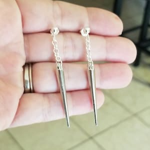 Silver Spike Earrings, Spike Dangle Earrings, Spike & Chain Earrings, Spike Stud Earrings, Unisex, Mens Spike Earrings, Spike Jewelry