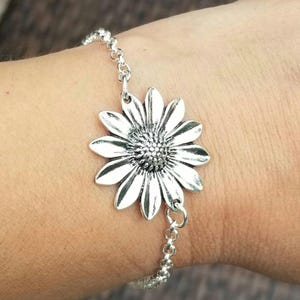 Sterling Silver Sunflower Bracelet, Sunflower Bracelet, Sunflower Jewelry, Sunflower Charm Bracelet, Sunflower Gift, Flowers, Summer Style