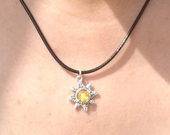 Citrine Necklace, Sunburst Necklace, Tribal Sun Necklace, Citrine Bead Necklace, Sunshine Necklace, Sun Pendant Necklace, Citrine Jewelry