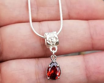Garnet Pendant Necklace, Sterling Silver Garnet Necklace, Garnet Necklace, Garnet Jewelry, January Birthstone Necklace, Garnet Pendant