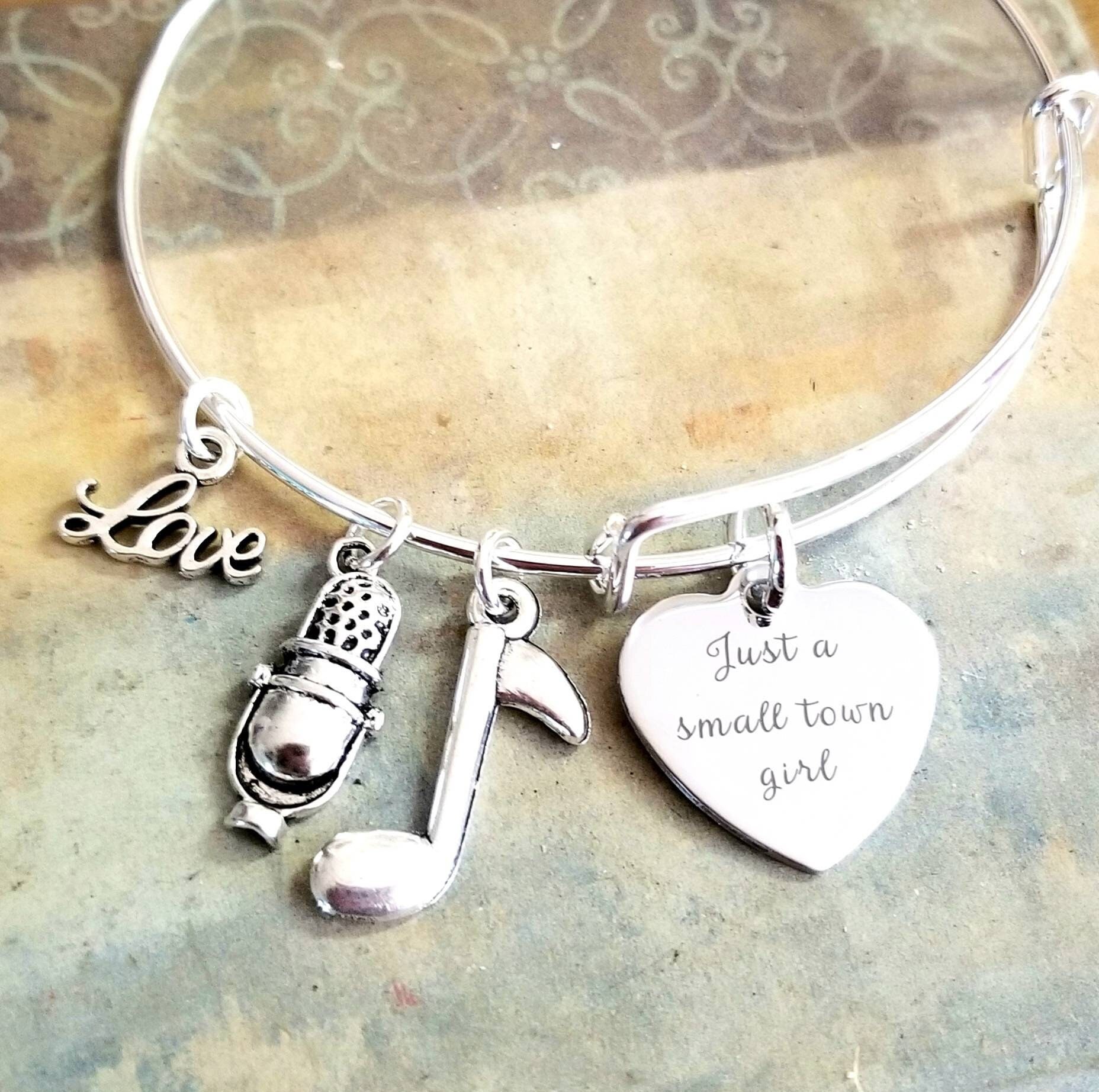 Just a Small Town Girl Bracelet Silver Bracelet Small Town -   Girl  bracelets, Bangle bracelets with charms, Crystal ankle bracelet
